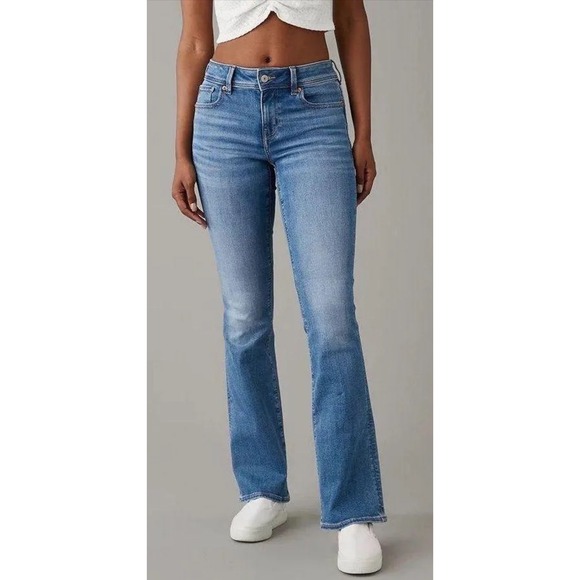 American Eagle Kick Boot Jeans Womens Next Level Stretch Light Wash Denim - Picture 1 of 13